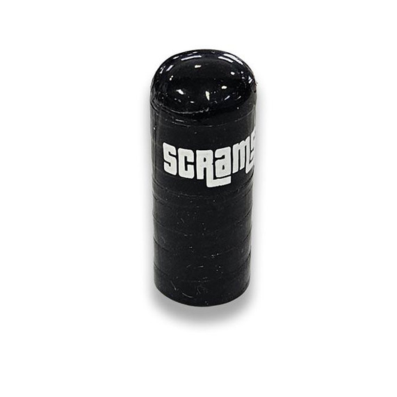 Scram Speed Reinforced Silicone Bypass and Boost Cap, black cylindrical engine performance component with the Scram logo.