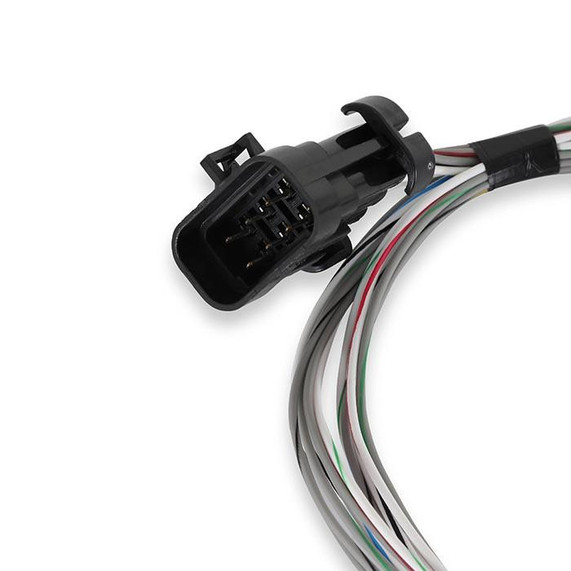 Holley Performance Parts – EFI, Intakes, & More Holley 558-462 Terminator X Input/Output Harness, automotive wiring harness with multiple colored wires and a black connector plug.