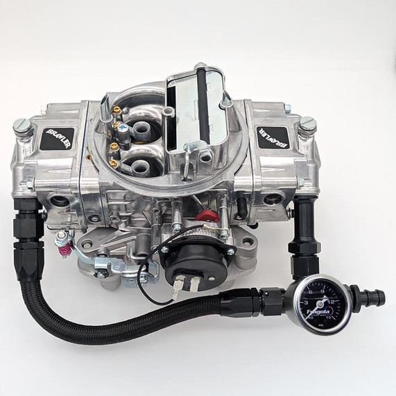 Dual Inlet Fuel Feed Line -8 AN with gauge for Holley 4150 Carb (Braided Hose)