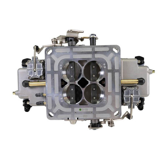 Edelbrock 1308 VRS-4150 Race Series 850 CFM Carburetor, high-performance automotive carburetor with four throttle bores, metallic finish, and precise mechanical components for car race engines.