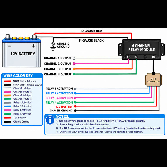 Scram Speed 4 Channel Relay Module - 12V Activation