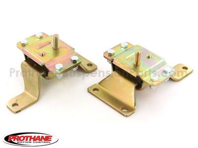 Scram Speed 4.6 5.4 Coyote 5.0 Polyurethane Motor Mounts - Black, automotive motor mounts with a metallic finish and mounting brackets for engine installation.