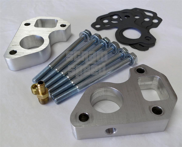 Scram Speed LSx Billet Water Pump Spacers for LS1 Camaro/Truck and LS3 Vette/LS1 Swap, metallic water pump spacers, bolts, gaskets, and mounting hardware. Scram Speed LSx Billet Water Pump Spacers for LS1 Camaro/Truck and LS3 Vette/LS1 Swap, metallic water pump spacers, bolts, gaskets, and mounting hardware.