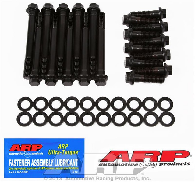 ARP Fasteners – Automotive Racing Hardware ARP head bolts for Dodge Magnum engines - hex head, black fasteners with washers.
