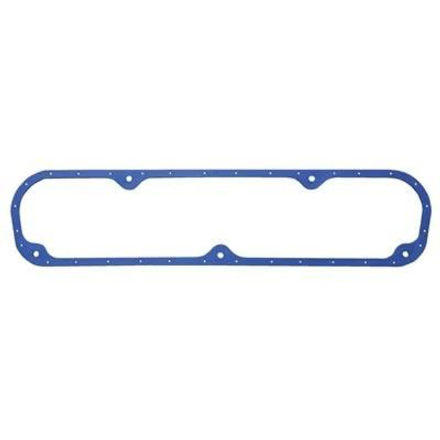 Moroso Perm Align Valve Cover Gaskets for Small Block Mopar, blue gasket with multiple bolt holes for engine sealing.