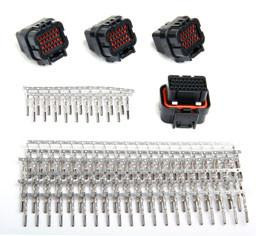 Holley Performance Parts J2-J4 Connector Kit, image showing multiple electrical connectors, pins, and terminal strips for EFI and intake system wiring.