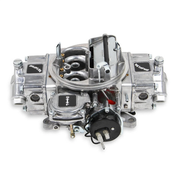 Quick Fuel Technology BRAWLER CARBURETOR 670 CFM V.S, high-performance automotive carburetor with metallic silver finish and multiple adjustment components. Quick Fuel Technology BRAWLER CARBURETOR 670 CFM V.S, high-performance automotive carburetor with metallic silver finish and multiple adjustment components.