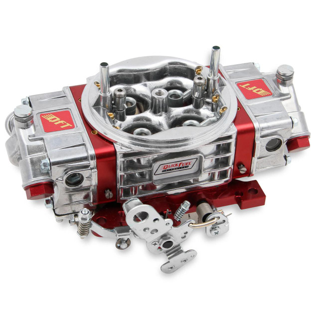 Quick Fuel Technology – Carburetors & Fuel Systems QFT Q-850 Carburetor 850CFM DR, high-performance metallic carburetor with red and silver finish, featuring multiple connection ports, adjustment screws, and a central throttle body. Quick Fuel Technology – Carburetors & Fuel Systems QFT Q-850 Carburetor 850CFM DR, high-performance metallic carburetor with red and silver finish, featuring multiple connection ports, adjustment screws, and a central throttle body.