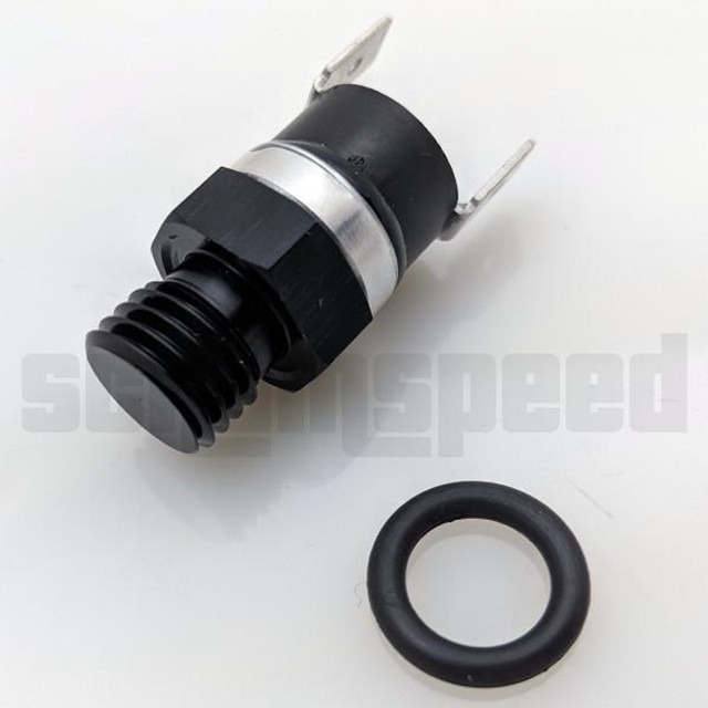 Scram Speed LS Thermal Fan Switch 200°, automotive engine cooling sensor with rubber seal and metal terminals.