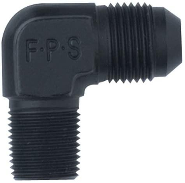 Fragola 482208-BL #8 X 3/8 MPT, 90-degree Black Adapter, industrial plumbing fitting with threaded ends for connecting pipes or hoses. Fragola 482208-BL #8 X 3/8 MPT, 90-degree Black Adapter, industrial plumbing fitting with threaded ends for connecting pipes or hoses.