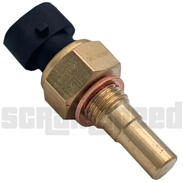 Scram Speed SNS102 1998 Only LS CTS Coolant Temp Sensor, close-up of the automotive coolant temperature sensor with brass and plastic components.