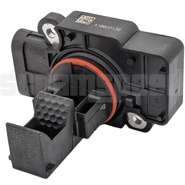 Scram Speed SNS127 2009-11 Silverado MAF Mass Airflow Meter sensor, front view showing the sensor component with orange sealing ring.