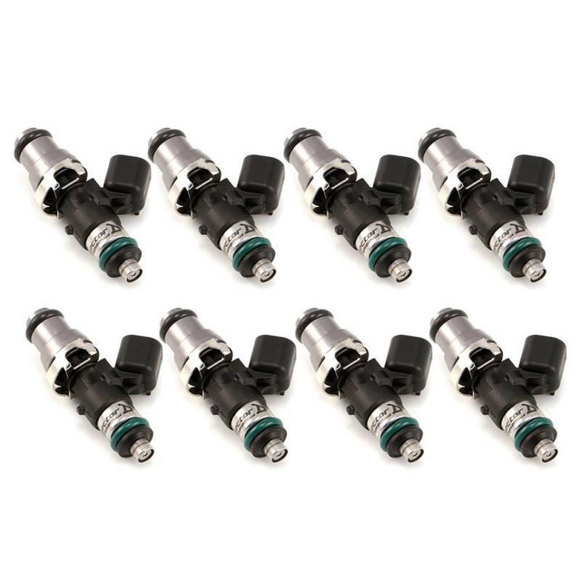 Precision Fuel Injectors from Injector Dynamics ID1700-XDS 1700.48.14.14.8 Fuel Injectors, 14mm (grey) adapters, set of 8, for high-performance automotive fuel delivery.