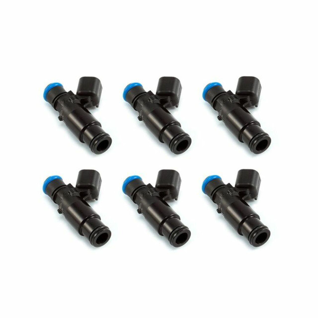 Precision Fuel Injectors, Injector Dynamics ID2600-XDS 2600.48.14.14B.6 Fuel Injectors, set of 6 with 14mm black bottom adapters, high-performance automotive fuel delivery components.