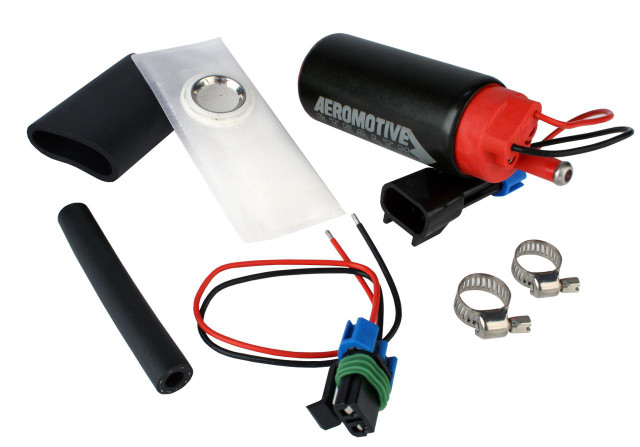 Aeromotive High-Performance Fuel System Parts, Aeromotive 11540 Fuel Pump, E85, Center inlet, 340lph, automotive fuel pump with tubing and clamps. Aeromotive High-Performance Fuel System Parts, Aeromotive 11540 Fuel Pump, E85, Center inlet, 340lph, automotive fuel pump with tubing and clamps.