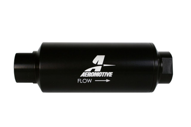 Aeromotive High-Performance Fuel System Parts Aeromotive 12341 Filter, In-Line, 10-m Microglass Element, ORB-12 Port, Black Hard-Coat, Marine, 2-1/2 inch OD