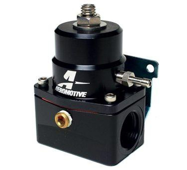 Aeromotive High-Performance Fuel System Parts Aeromotive 13114 Marine EFI Regulator, black fuel pressure regulator with fittings and mounting bracket. Aeromotive High-Performance Fuel System Parts Aeromotive 13114 Marine EFI Regulator, black fuel pressure regulator with fittings and mounting bracket.