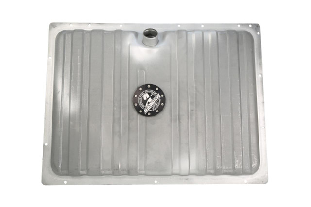 Aeromotive High-Performance Fuel System Parts Aeromotive 18497 Fuel Tank – 340 Stealth Gen 2 (Universal 1964–1968 Mustang), a silver fuel tank with a central black and silver lid and multiple bolt holes for installation. Aeromotive High-Performance Fuel System Parts Aeromotive 18497 Fuel Tank – 340 Stealth Gen 2 (Universal 1964–1968 Mustang), a silver fuel tank with a central black and silver lid and multiple bolt holes for installation.