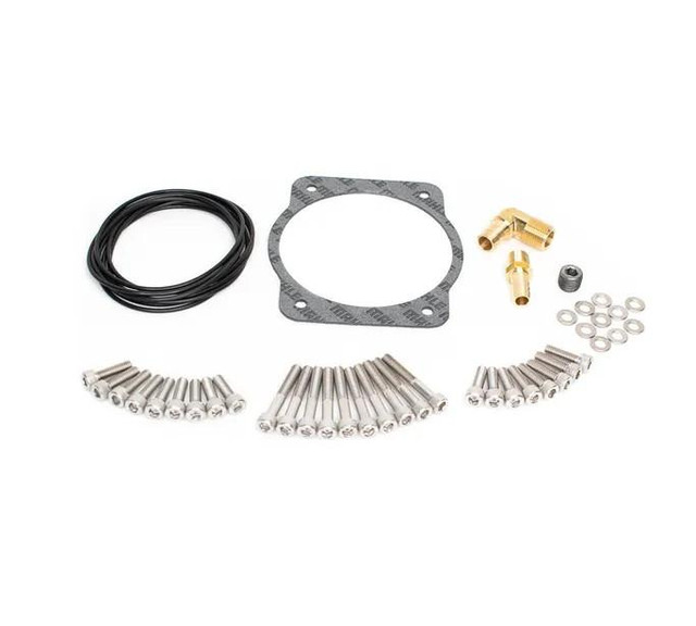 BTR TRINITY HARDWARE KIT - TRHK, assortment of mechanical hardware components including screws, gaskets, tubing, and fittings for motorbike maintenance.