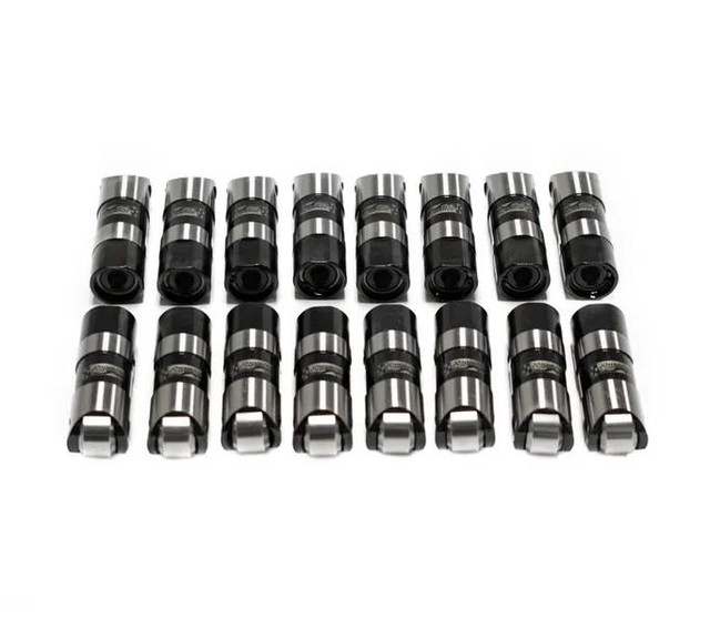 BTR JOHNSON LIFTER SET - LS - RACE - DROP-IN - 2110R, set of performance engine lifters arranged in two rows on a white background. BTR JOHNSON LIFTER SET - LS - RACE - DROP-IN - 2110R, set of performance engine lifters arranged in two rows on a white background.