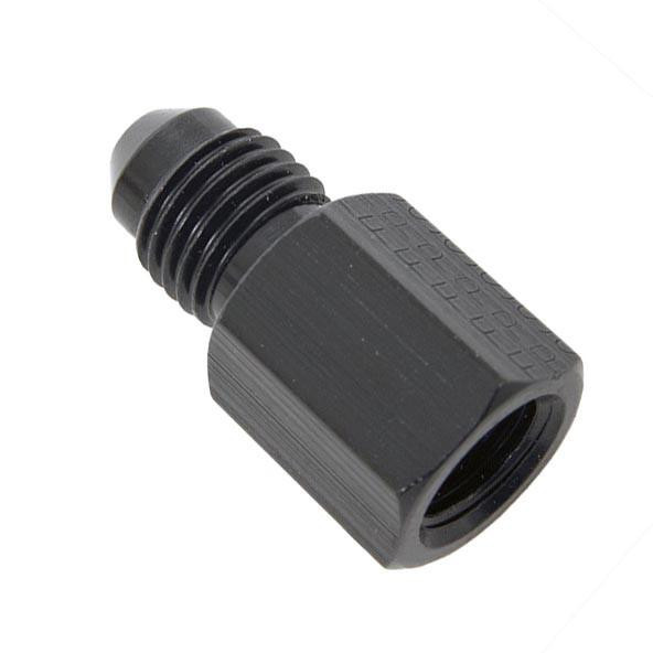 Fragola 495021-BL #4 X 1/8 FPT Gauge Adapter - Straight Black, industrial plumbing fitting for connecting hoses and gauges in black durable metal.
