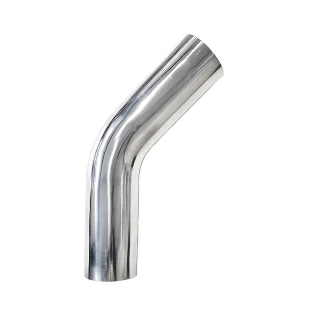 Ace 11044 3.00 inch OD Aluminum 45 Degree Mandrel Bend, shiny metallic exhaust pipe bend.