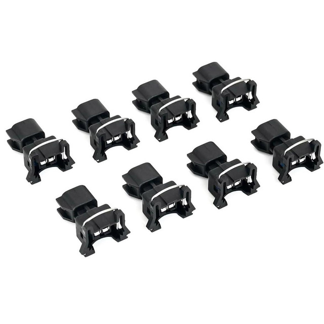 Scram Speed SNS300 EV6 INJECTOR TO EV1 HARNESS, set of 10 black electrical connectors with white rubber seals for vehicle injector wiring.