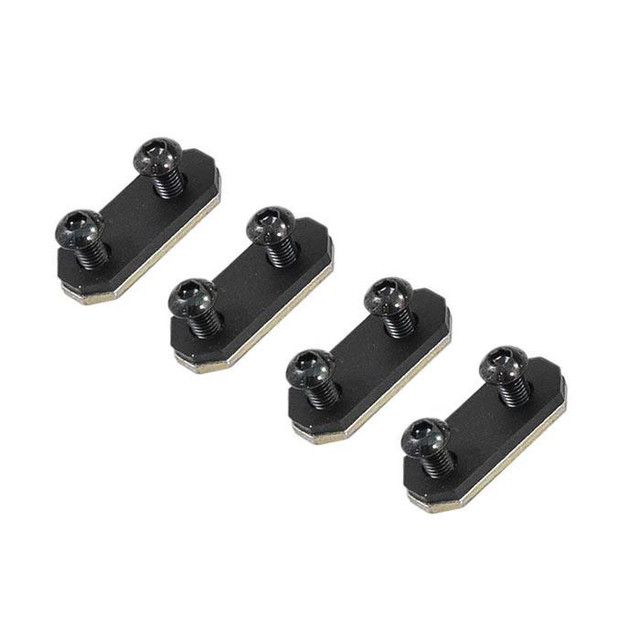 Setrab SET23-BPSTD Mounting Hardware Kit - Threaded Backing Plate, black metal mounting plate with two screws and rounded head bolts for secure installation.