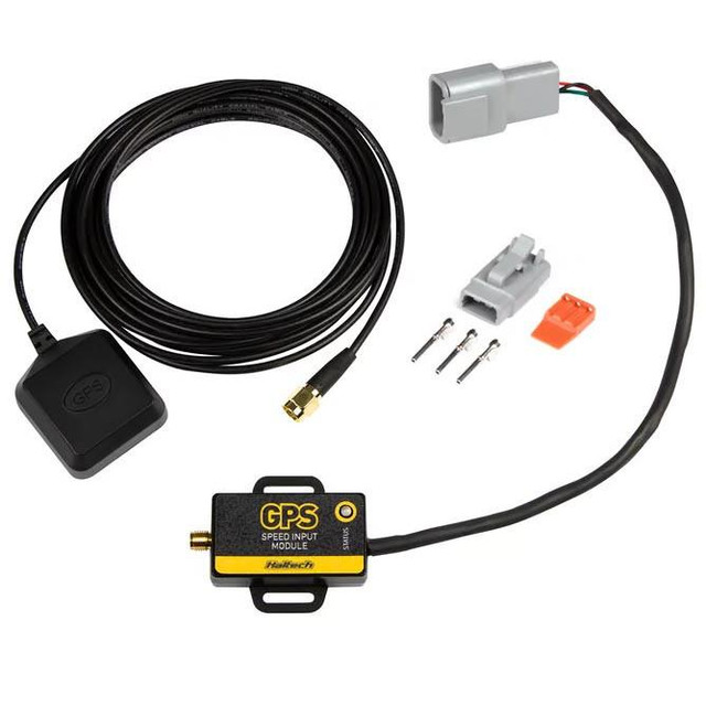 Haltech HT-011310 GPS Speed Input Module, 300mm cable with GPS antenna and installation accessories.