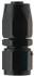 Fragola 220108-BL #8 Straight Pro-Flow Hose End Black, close-up of a black automotive hose fitting showing the threaded connection and hexagonal nut design.