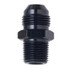 Fragola 481616-BL #16 X 1 MPT Straight Adapter Black, close-up of a black metal threaded pipe fitting with male threads on both ends and a hexagonal middle section for tightening.