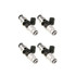 Precision Fuel Injectors, Injector Dynamics ID1700-XDS 1700.60.14.14B.4 Fuel Injectors, set of 4 with 14mm grey top adapters and silver bottom adapters.