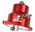 Aeromotive High-Performance Fuel System Parts Aeromotive 13102 Regulator, Billet, Adjustable, Ford 5.0, 94-97 / 4.6, 94-99, in red with silver fittings and logo.