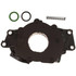 Melling High Volume - High Pressure Oil Pump 10296, black oil pump with mounting screws, green and black O-rings, and a metal spring.