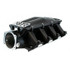 BTR EQUALIZER 3 INTAKE MANIFOLD - SQUARE PORT - BLACK POWDER COAT, close-up view of a black square port intake manifold for automotive performance enhancement.