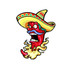 BTR RED HOT CAMSHAFT, stylized fiery chili pepper character wearing a sombrero.