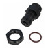 Fragola 494112-BL #10 O-RING X 3/4-16, black O-ring adapter with matching nut and seal ring, suitable for plumbing or hydraulic connections.