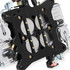 Holley Performance Parts – EFI, Intakes, & More Holley 0-67199BK 650 CFM TRACK WARRIOR CARBURETOR LSX, close-up of the black carburetor mounting plate with brass screws and silver throttle plates.