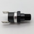Scram Speed 1/8 NPT Thermal Fan Switch 190*, close-up image of a black and silver automotive thermal fan switch with threaded body and electrical connectors for temperature regulation.