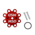 MSD 2381 Chrysler 318-360 Dual Sync Distributor, red distributor cap with mounting screws and O-ring gasket for engine ignition system.