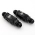 Scram Speed -8AN Dry break quick disconnect fittings (Pair), black anodized aluminum fuel line fittings with knurled and threaded surfaces for secure connections.