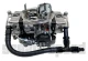 Scram Speed Dual Inlet Fuel Feed Line -8 AN with gauge for Holley 4150 carburetors, showing a high-performance fuel delivery system with fuel lines.