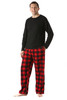 45910-1A-XL #FollowMe Polar Fleece Pajama Pants Set for Men / Sleepwear / PJs (X-Large, Black Top / Red Buffalo Plaid Pant)