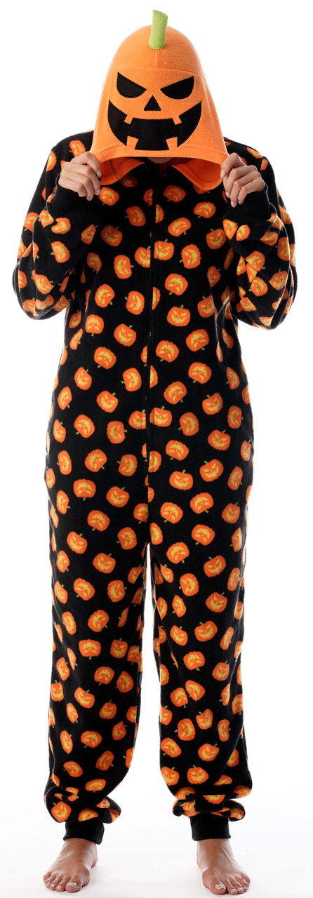 Adult Onesie Pumpkin Halloween Pajamas Jack O Lantern