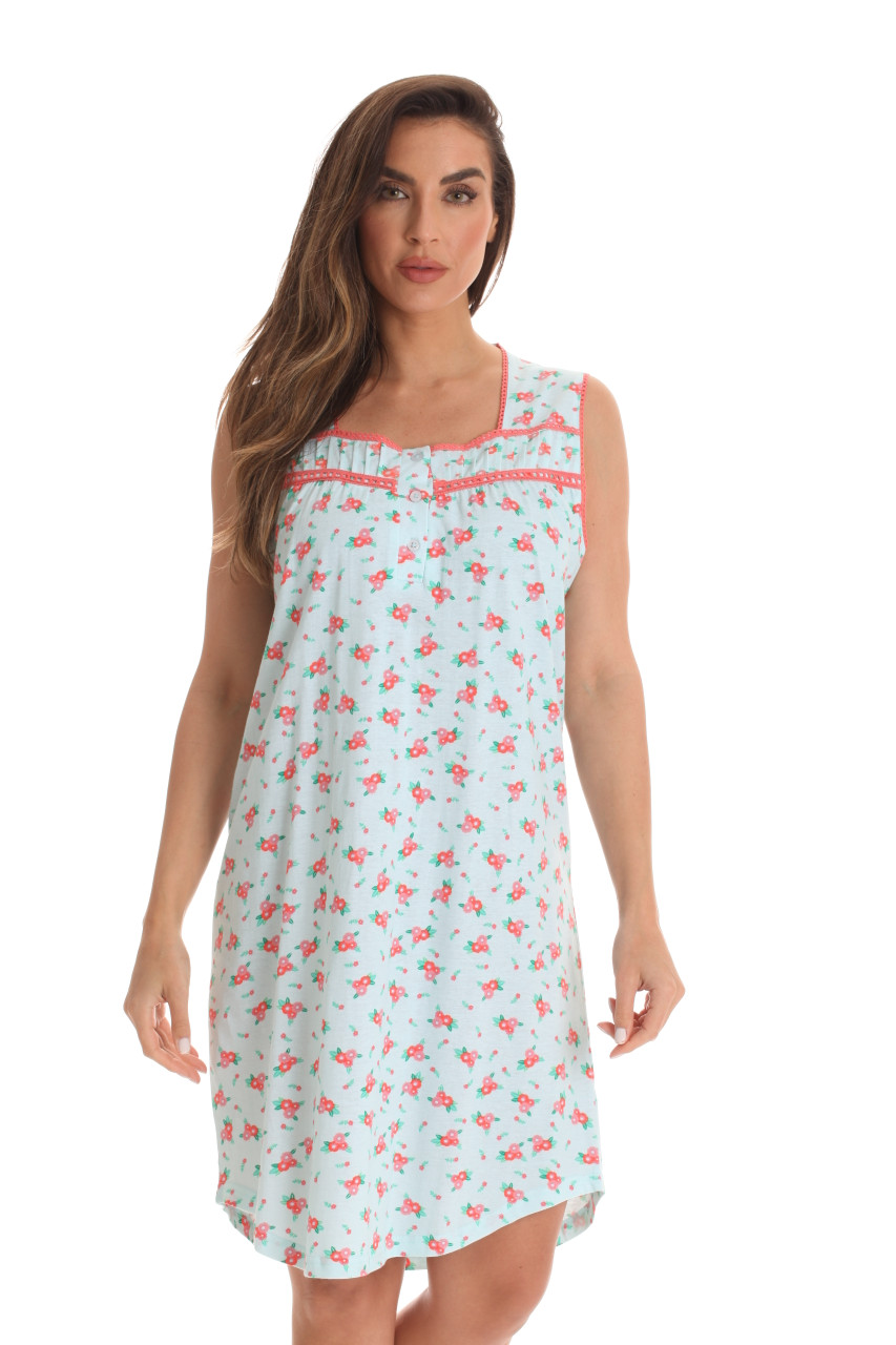 Dreamcrest 100% Cotton Sleeveless Nightgown for Women with Crochet Trim -  Just Love Fashion