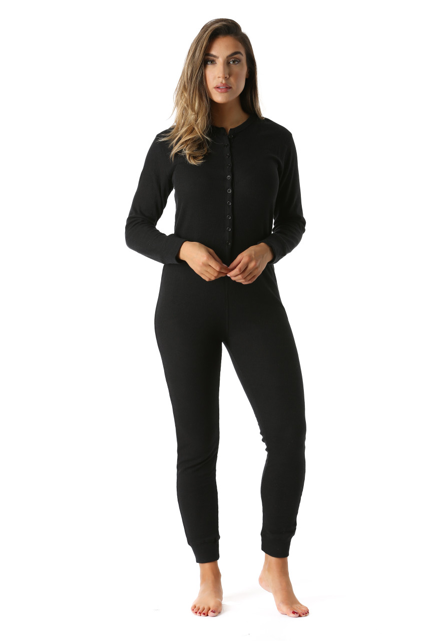 Solid Thermal Henley Onesie - Just Love Fashion