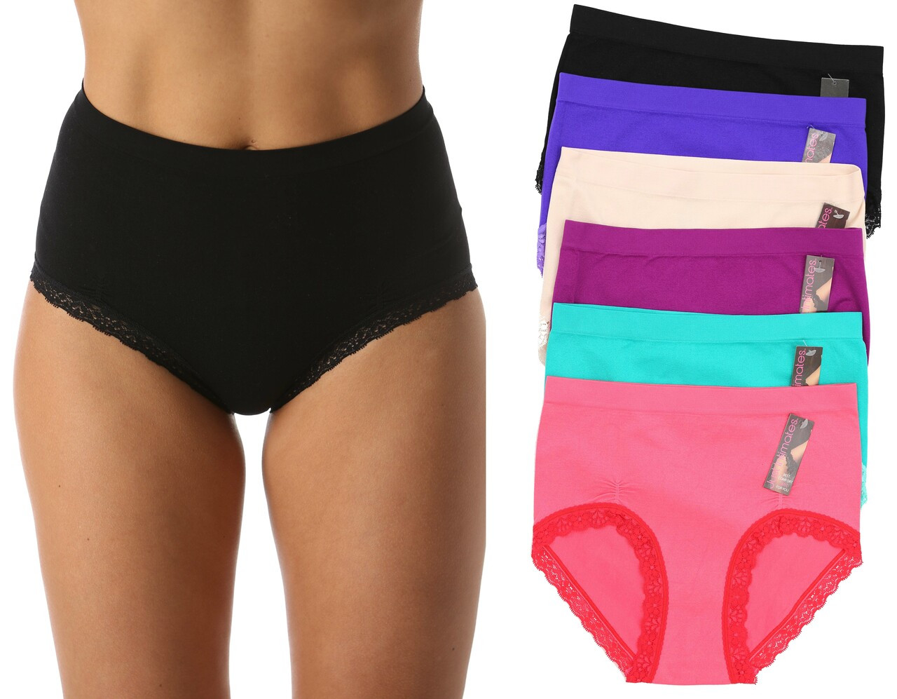 6 Women Plus Size High Waist Underwear Brief Panty Full Coverage