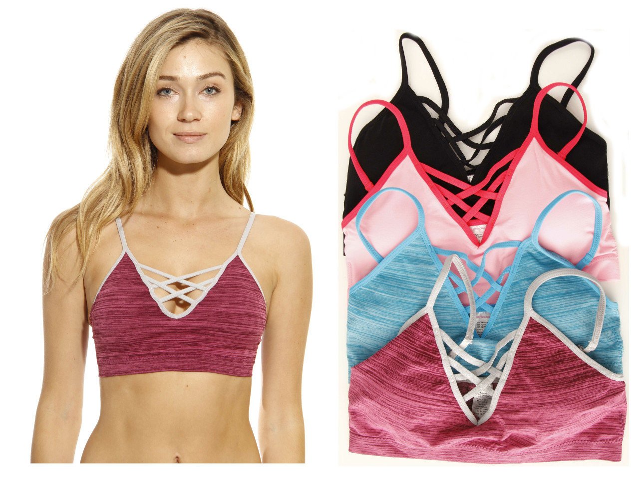 Nylon Criss Cross Back Sports Bra For Women – Victorian Pink