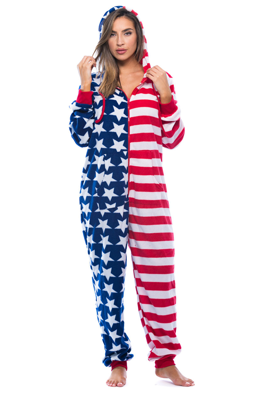 American Flag Red White Blue Adult Onesie Just Love Fashion