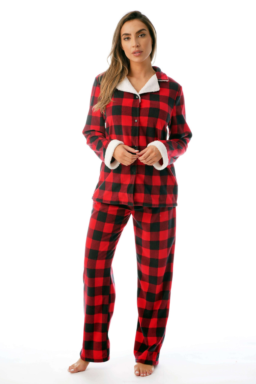 Stretch Microfleece Pajama Pant Set with Sherpa Trim Just Love